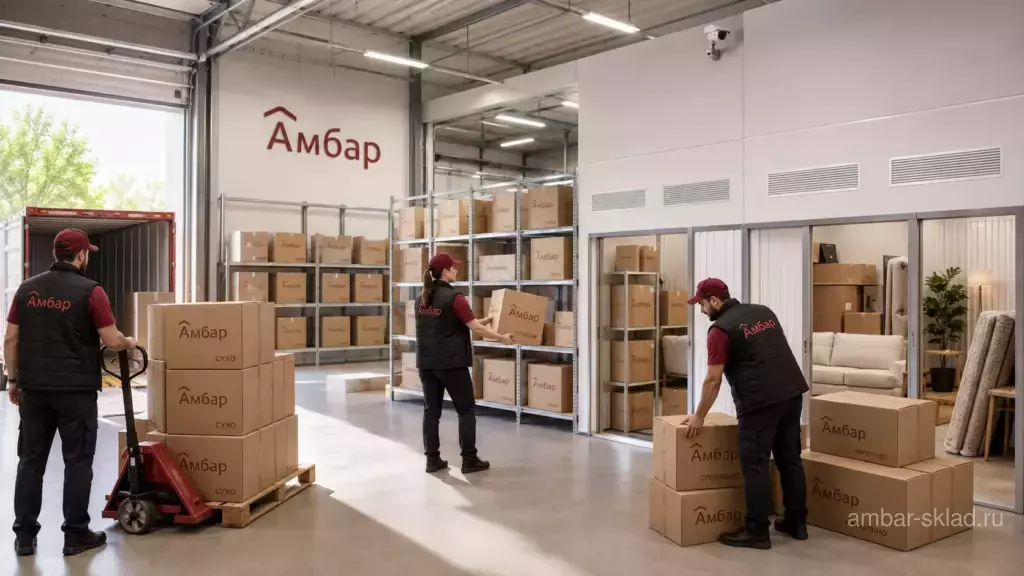 Сотрудник АМБАР классифицирует вещи клиента перед размещением на складе.